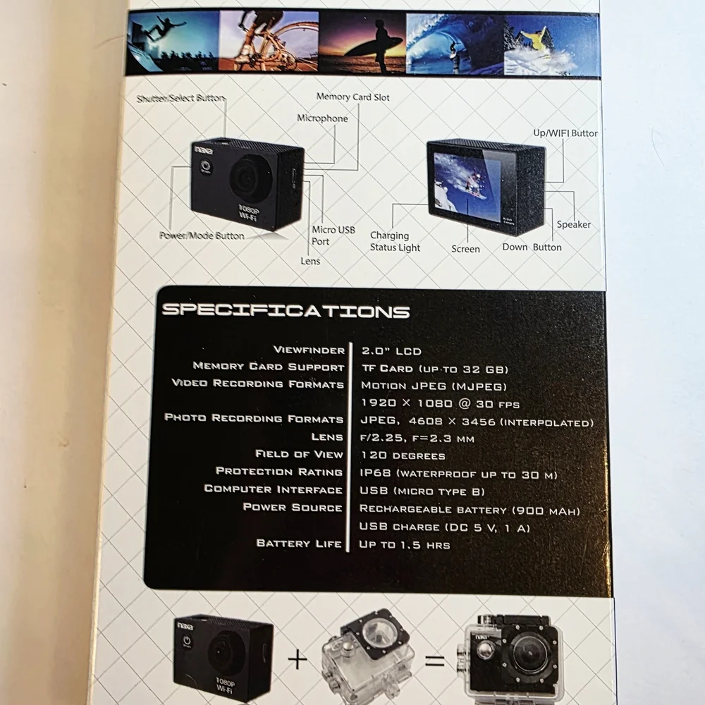 Waterproof Action Cam NDC-409 - Black
